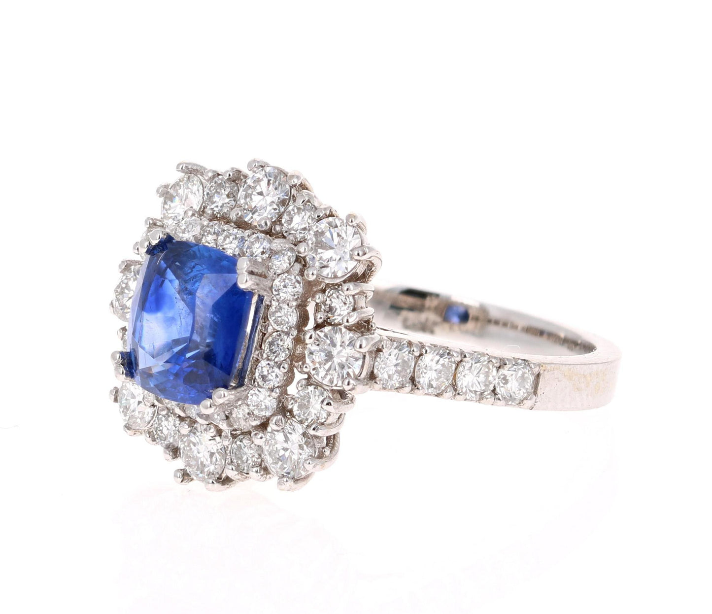 3.17 Carat GIA Certified Sapphire Diamond 18 Karat White Gold Ring