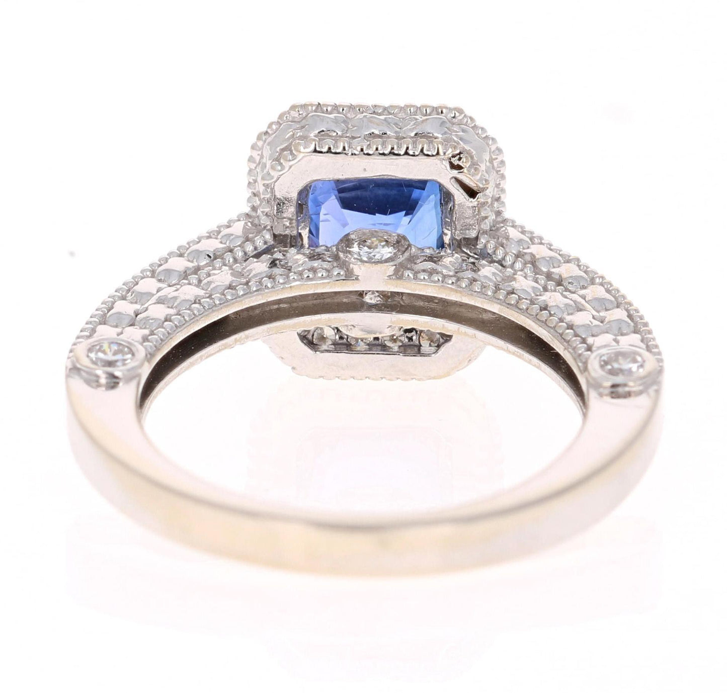 3.18 Carat Blue Sapphire Diamond Engagement Ring 14 Karat White Gold