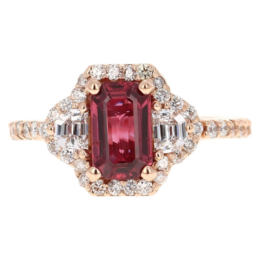 3.19 Carat Ruby Diamond 14 Karat Rose Gold Engagement Ring GIA Certified