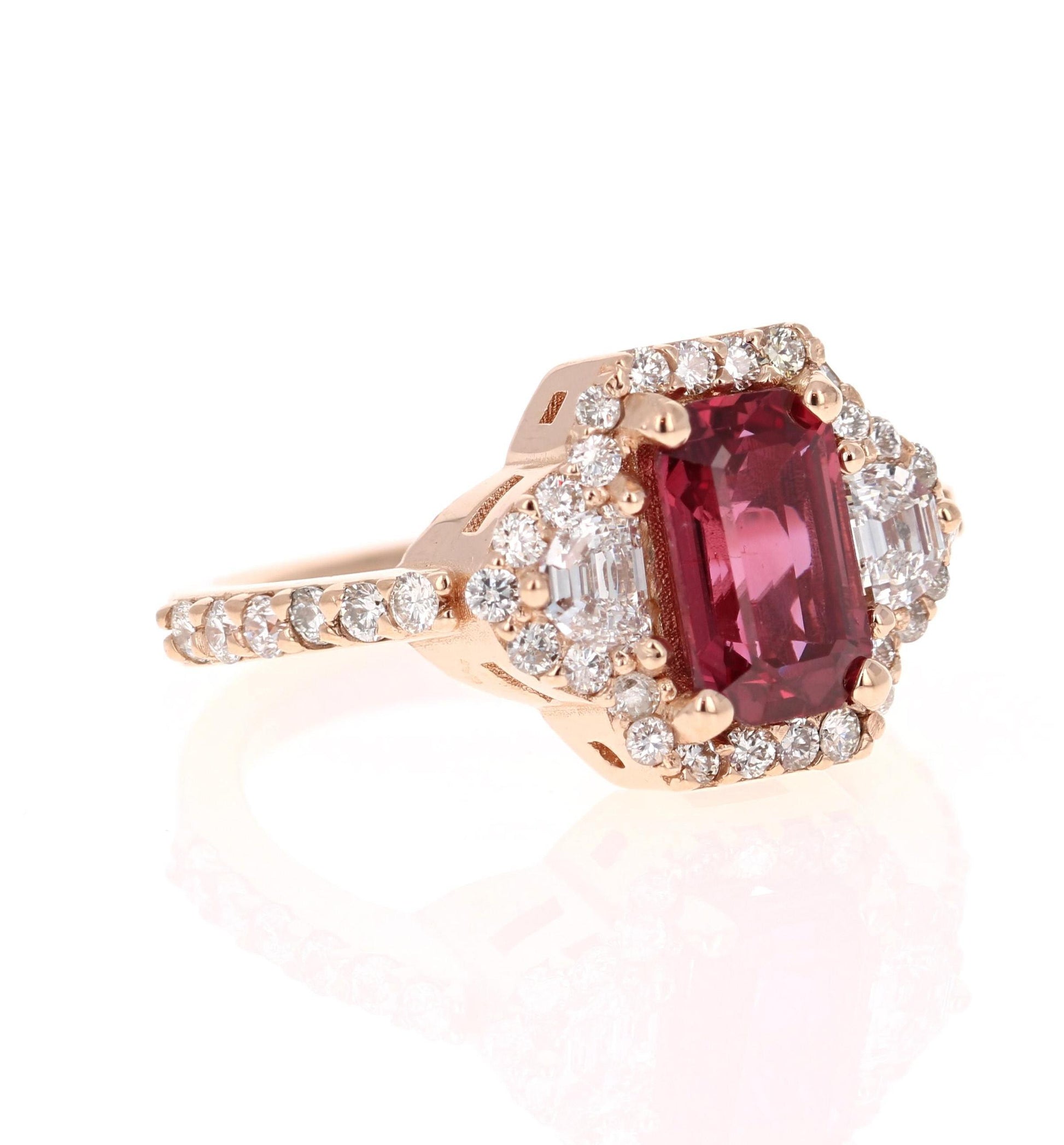 3.19 Carat Ruby Diamond 14 Karat Rose Gold Engagement Ring GIA Certified