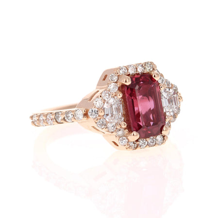 3.19 Carat Ruby Diamond 14 Karat Rose Gold Engagement Ring GIA Certified