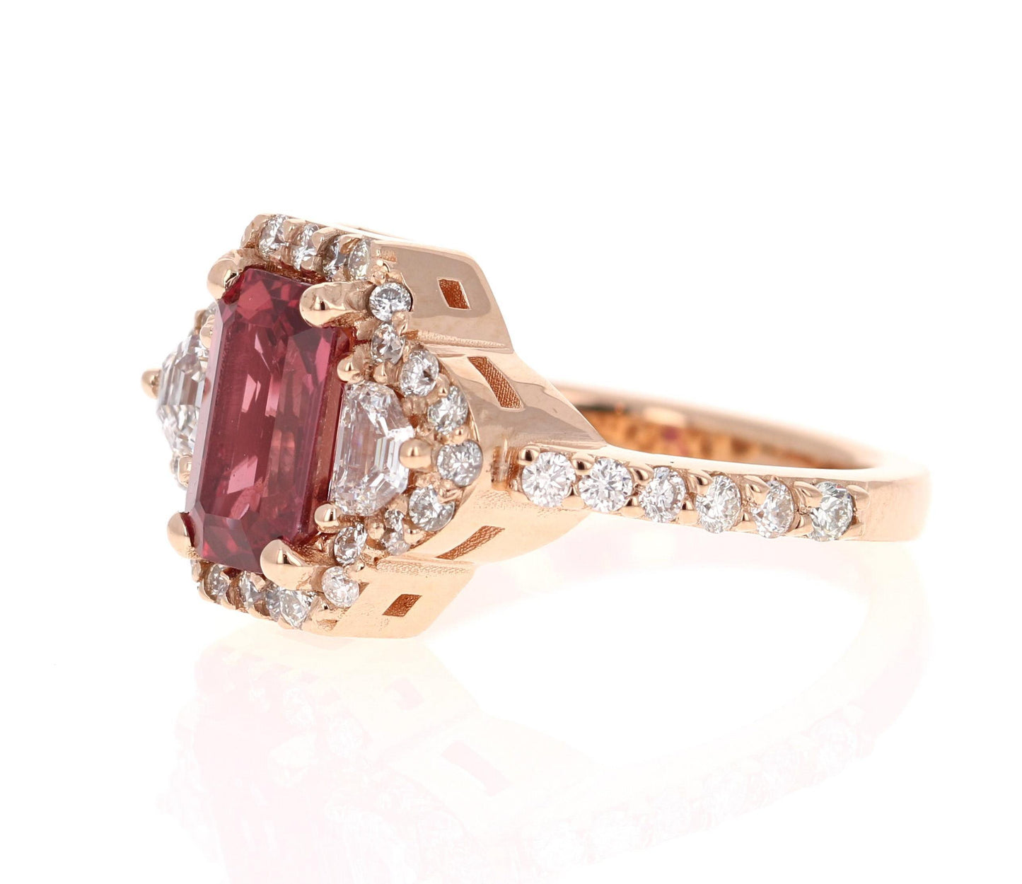 3.19 Carat Ruby Diamond 14 Karat Rose Gold Engagement Ring GIA Certified