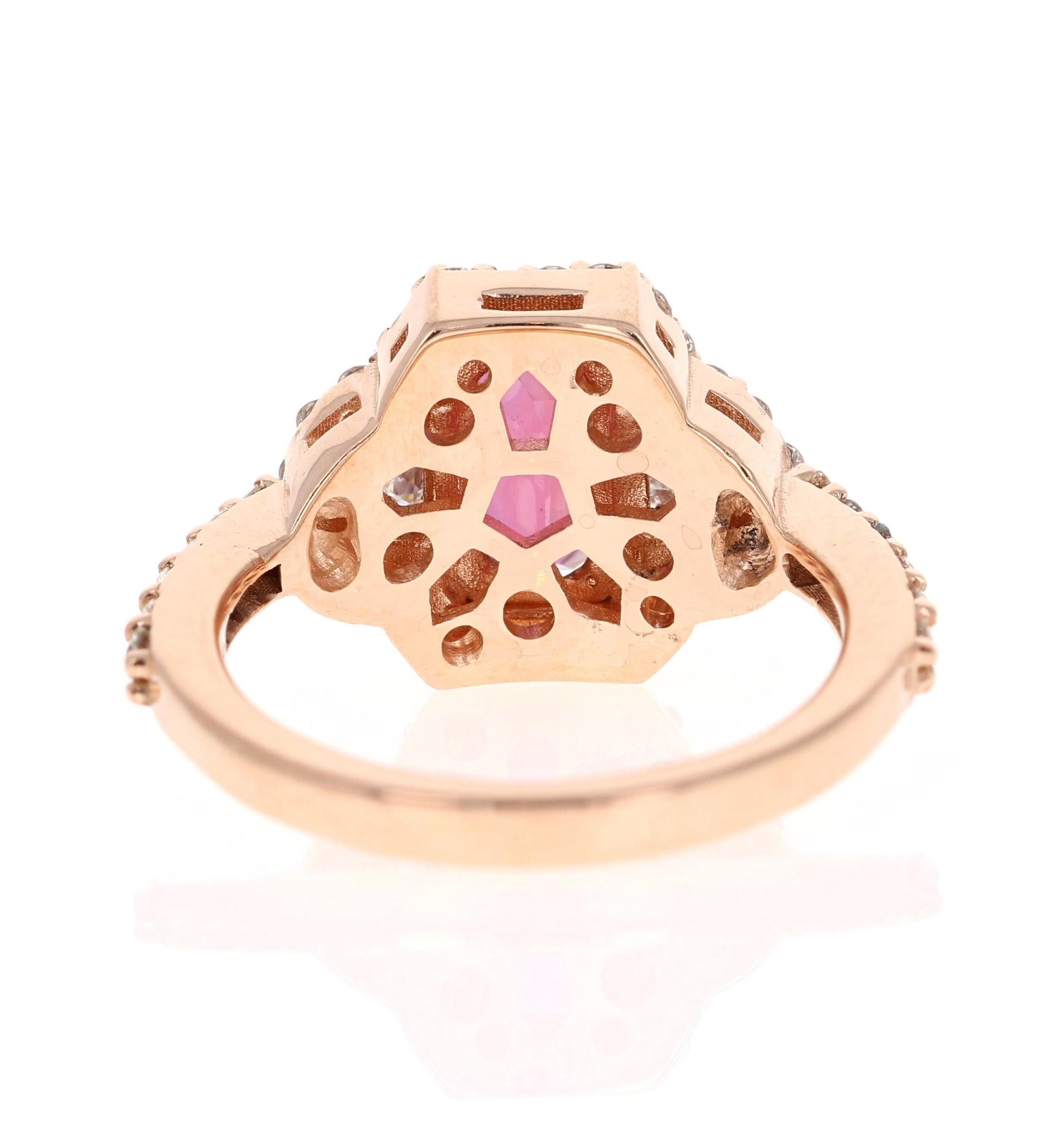 3.19 Carat Ruby Diamond 14 Karat Rose Gold Engagement Ring GIA Certified