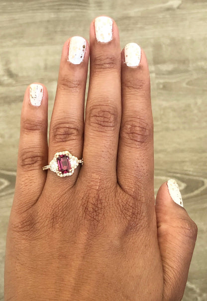 3.19 Carat Ruby Diamond 14 Karat Rose Gold Engagement Ring GIA Certified