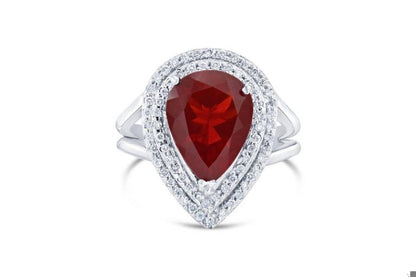 3.29 Carat Fire Opal Diamond White Gold Cocktail Ring
