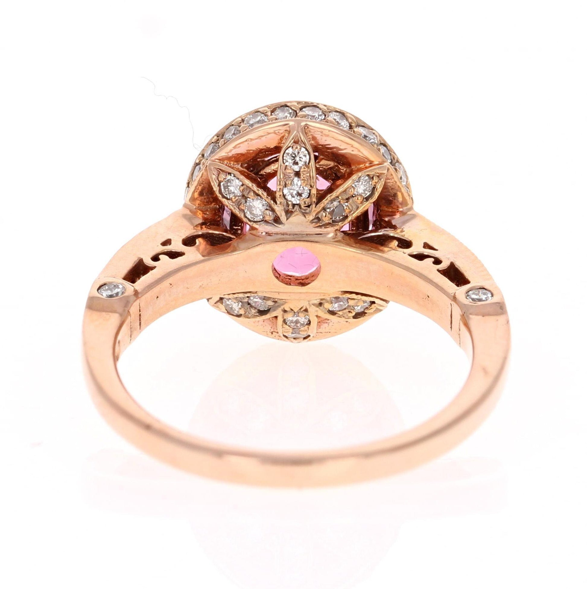 3.29 Carat Pink Tourmaline Diamond Rose Gold Ring