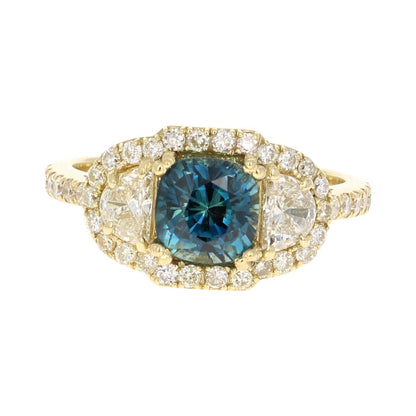 3.31 Carat GIA Certified Sapphire Diamond 18 Karat Yellow Gold Ring