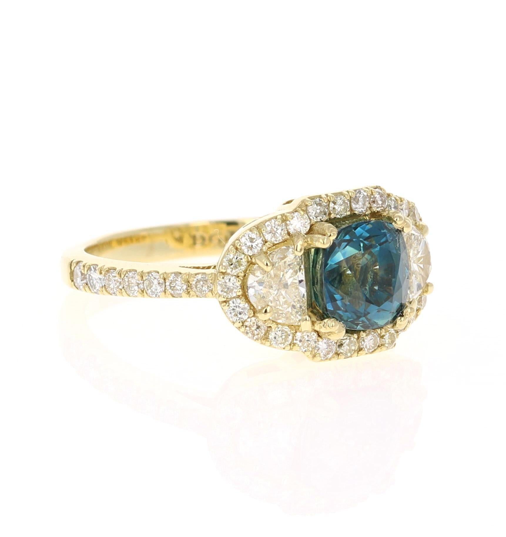 3.31 Carat GIA Certified Sapphire Diamond 18 Karat Yellow Gold Ring