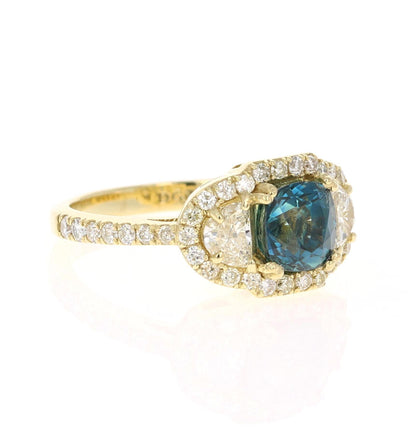 3.31 Carat GIA Certified Sapphire Diamond 18 Karat Yellow Gold Ring