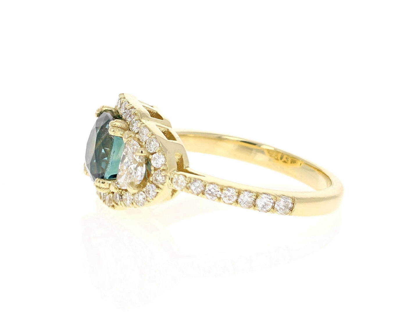 3.31 Carat GIA Certified Sapphire Diamond 18 Karat Yellow Gold Ring