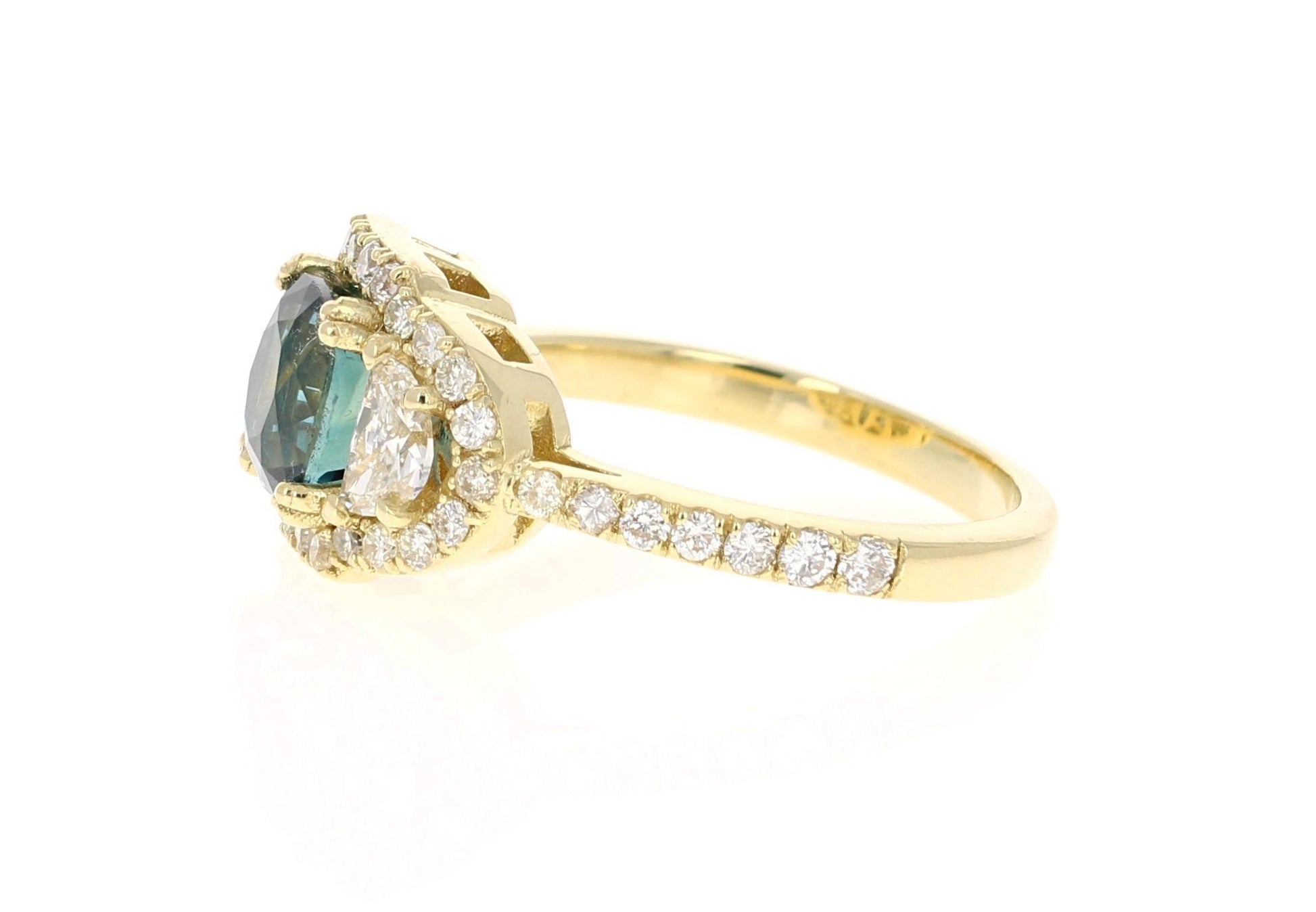 3.31 Carat GIA Certified Sapphire Diamond 18 Karat Yellow Gold Ring