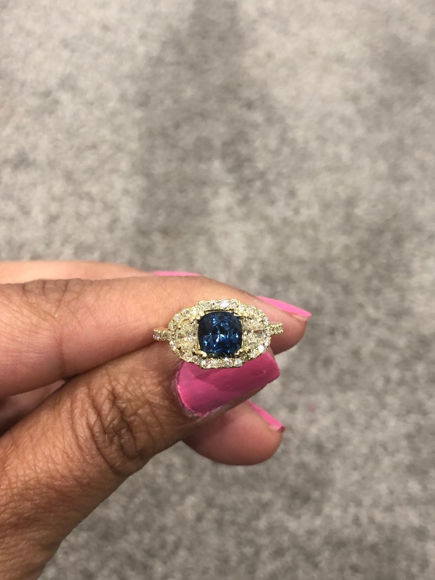 3.31 Carat GIA Certified Sapphire Diamond 18 Karat Yellow Gold Ring