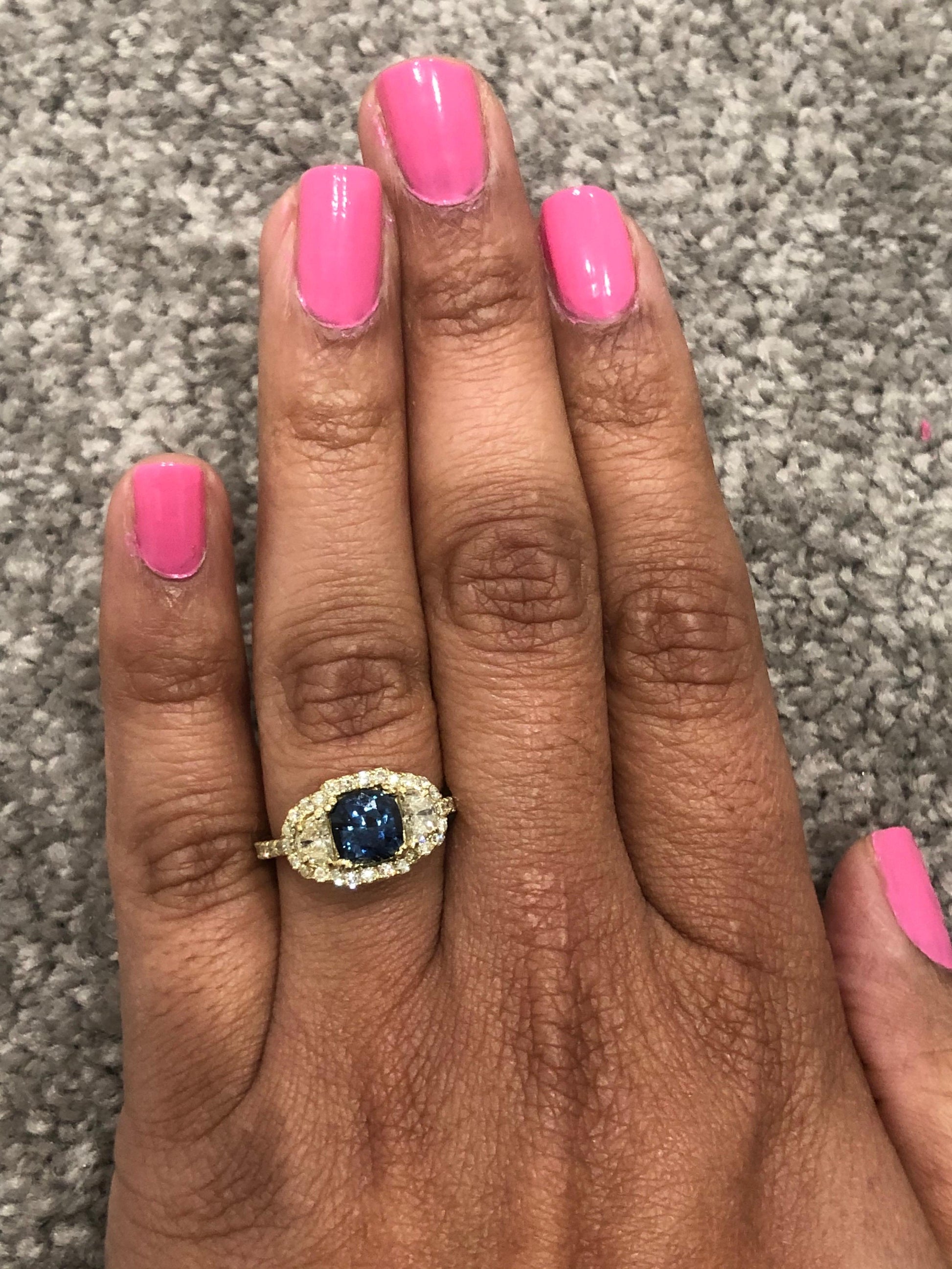 3.31 Carat GIA Certified Sapphire Diamond 18 Karat Yellow Gold Ring