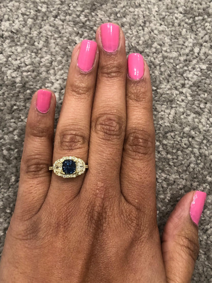 3.31 Carat GIA Certified Sapphire Diamond 18 Karat Yellow Gold Ring