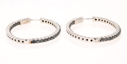 3.33 Carat Black Diamond 14 Karat White Gold Hoop Earrings