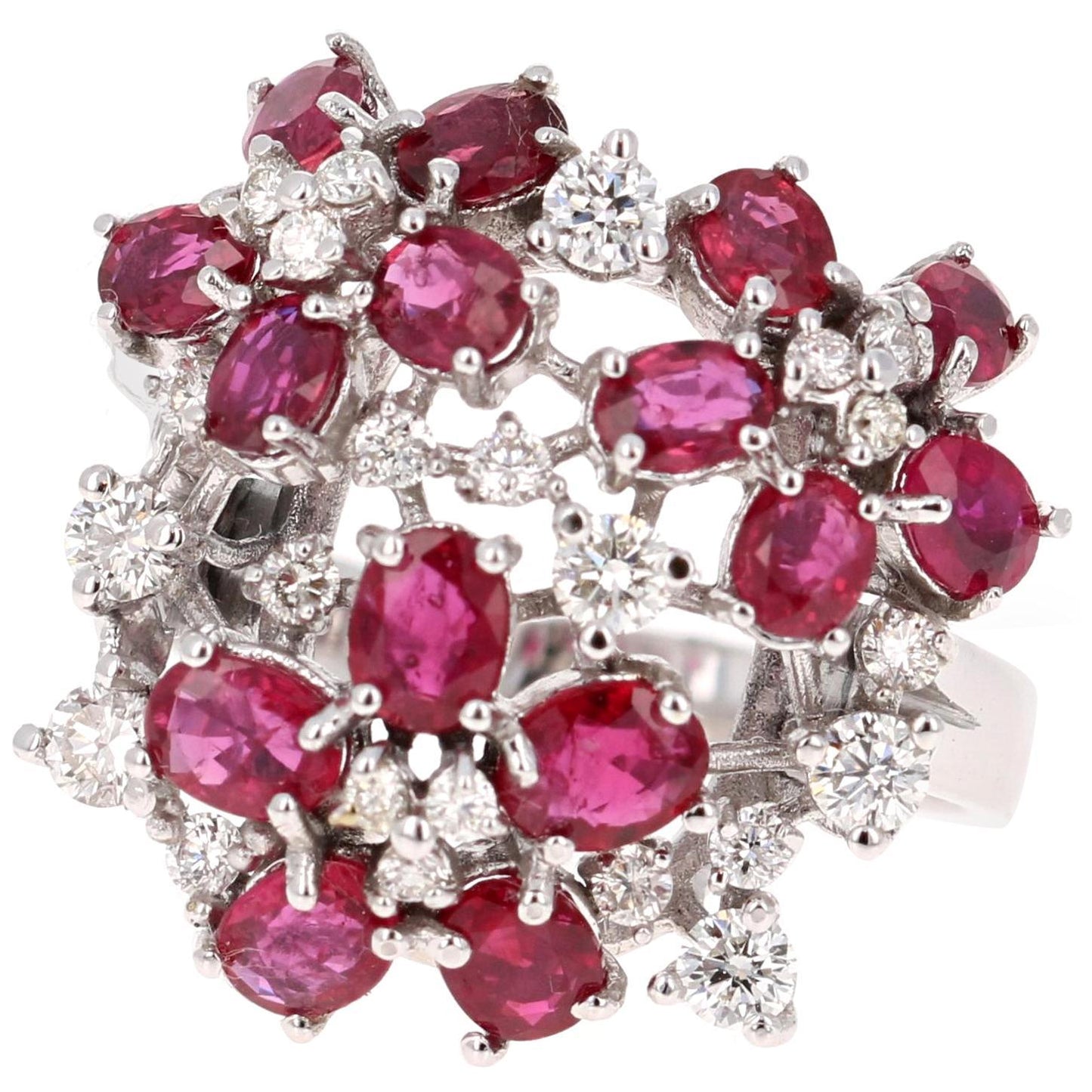 3.36 Carat Ruby and Diamond 18 Karat White Gold Cocktail Ring