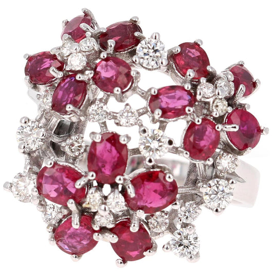 3.36 Carat Ruby and Diamond 18 Karat White Gold Cocktail Ring