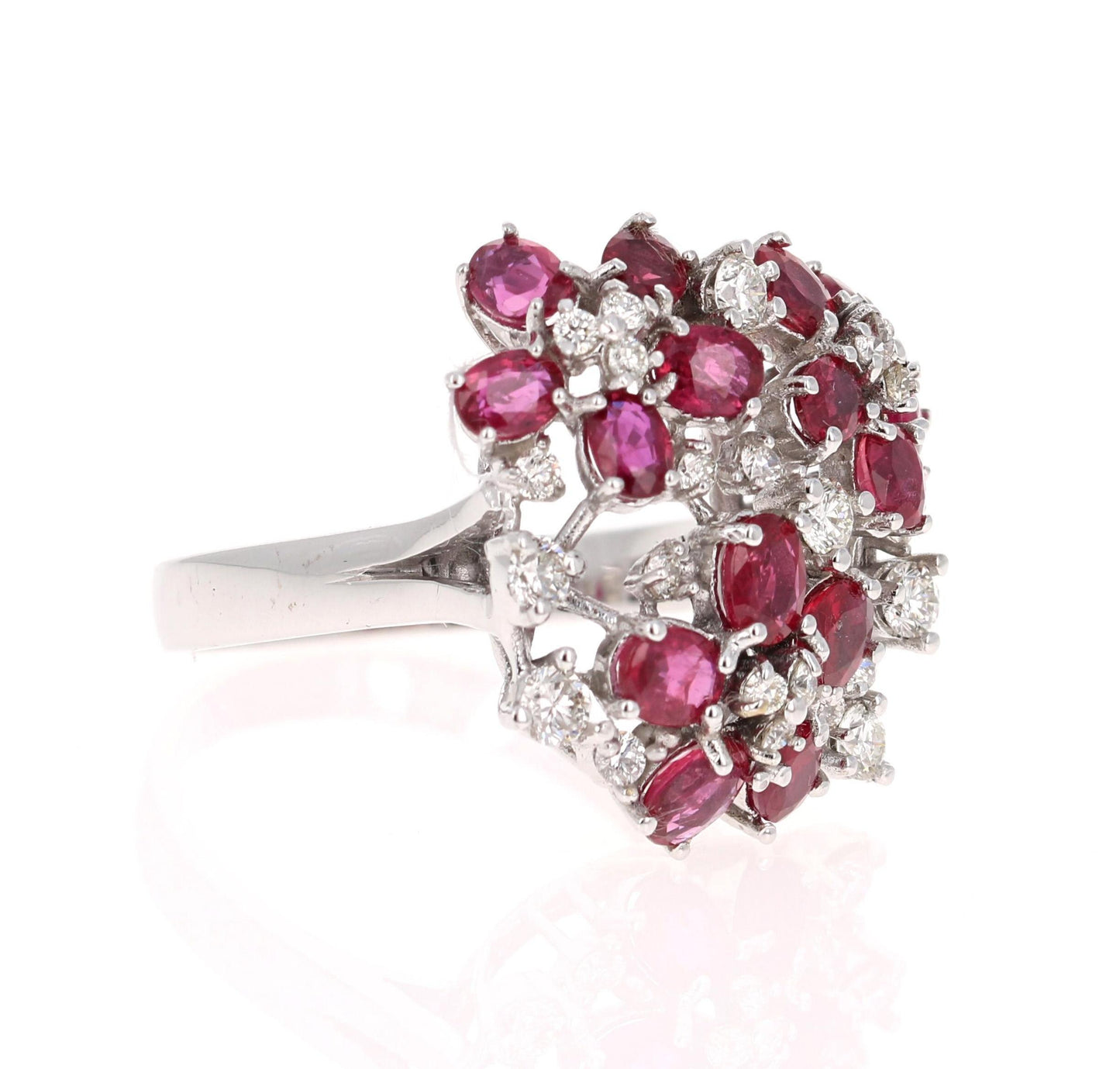 3.36 Carat Ruby and Diamond 18 Karat White Gold Cocktail Ring