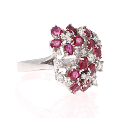 3.36 Carat Ruby and Diamond 18 Karat White Gold Cocktail Ring