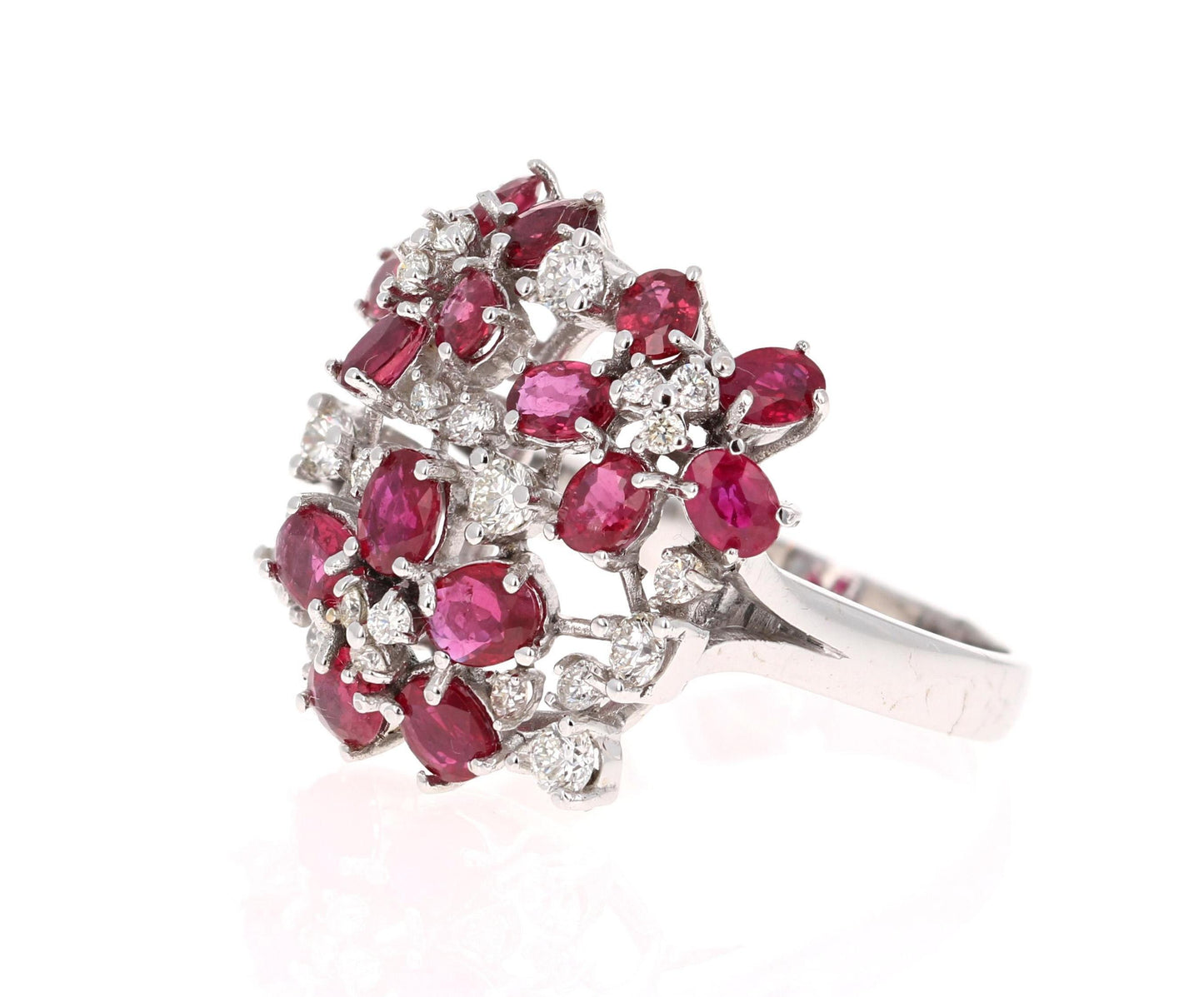 3.36 Carat Ruby and Diamond 18 Karat White Gold Cocktail Ring