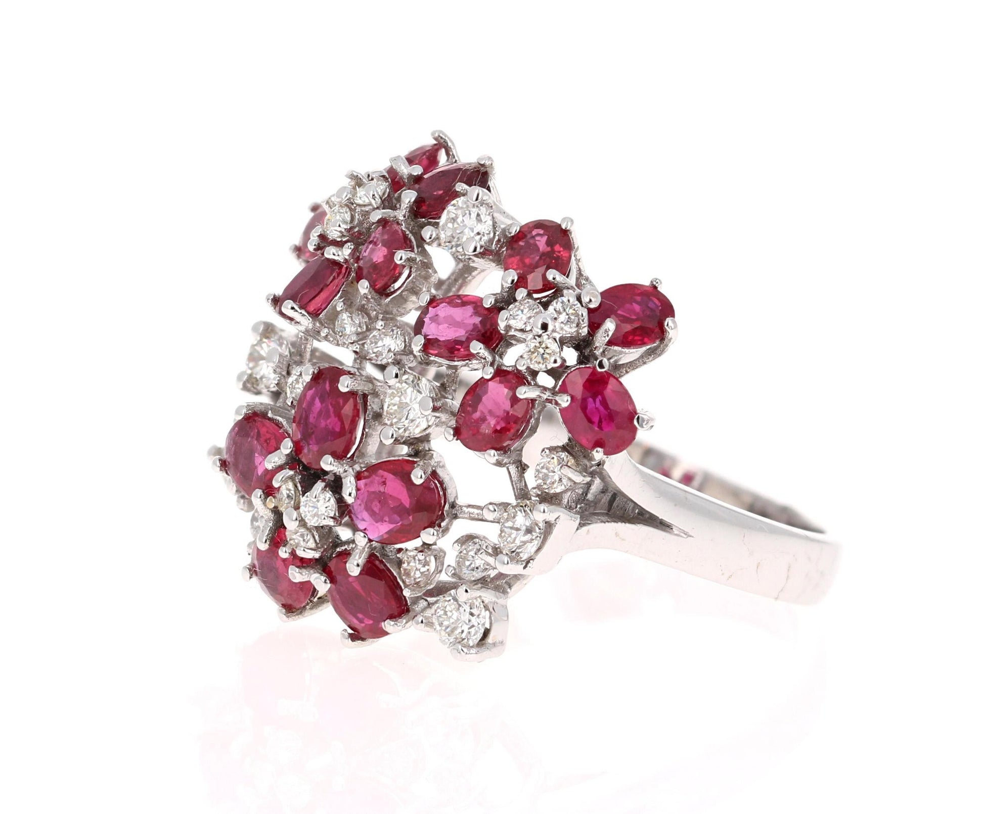 3.36 Carat Ruby and Diamond 18 Karat White Gold Cocktail Ring