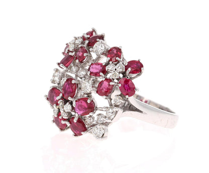 3.36 Carat Ruby and Diamond 18 Karat White Gold Cocktail Ring