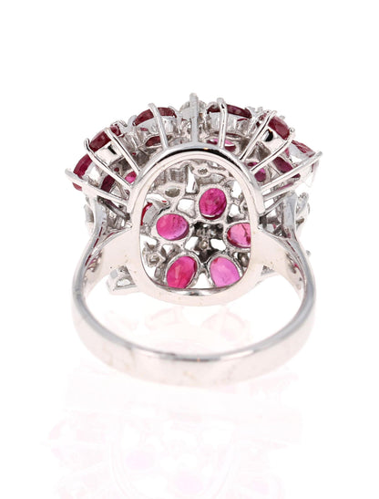 3.36 Carat Ruby and Diamond 18 Karat White Gold Cocktail Ring
