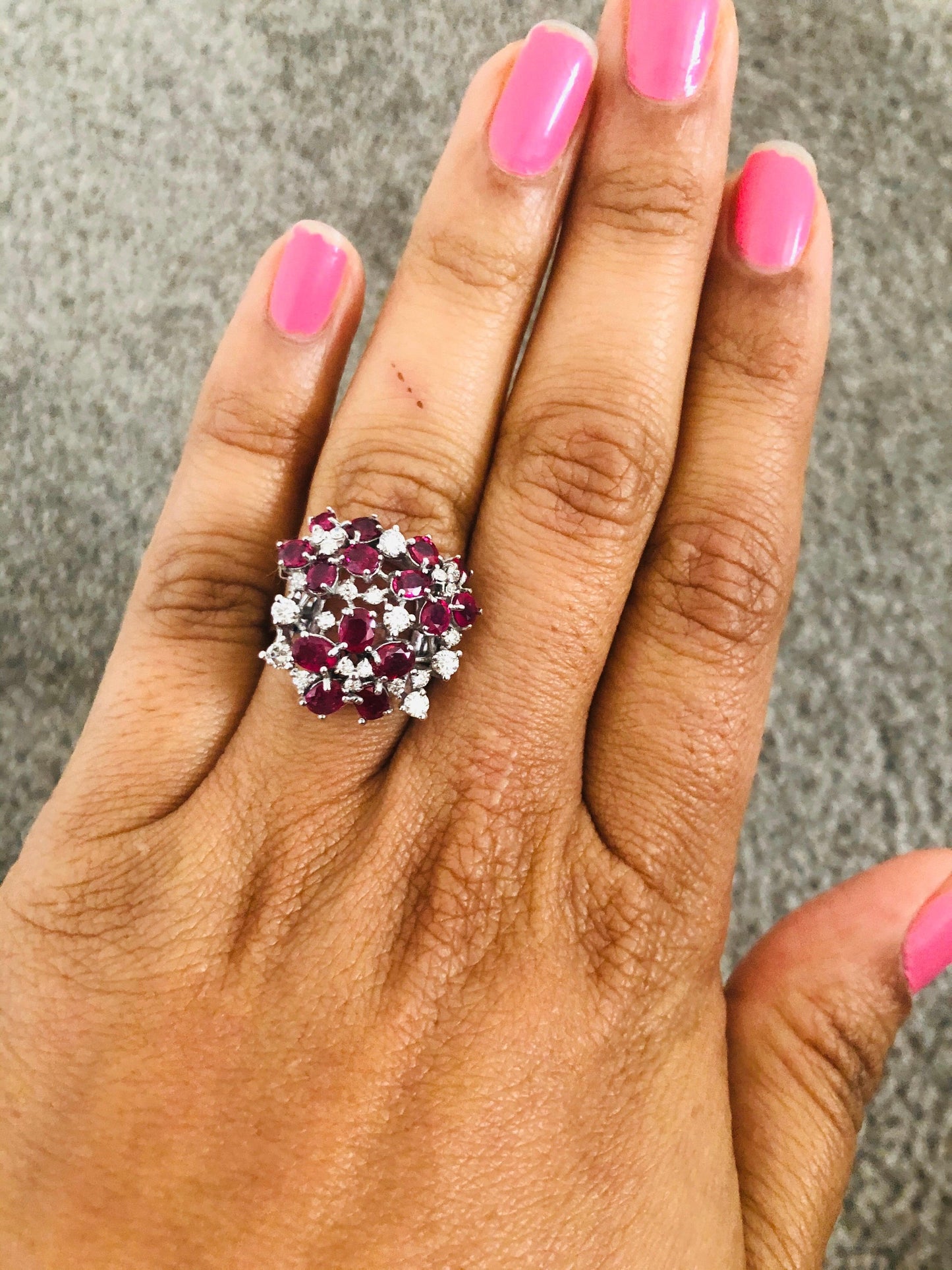 3.36 Carat Ruby and Diamond 18 Karat White Gold Cocktail Ring