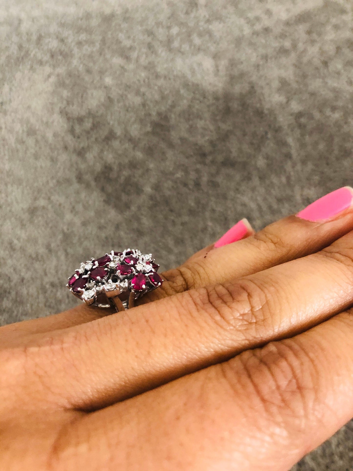 3.36 Carat Ruby and Diamond 18 Karat White Gold Cocktail Ring
