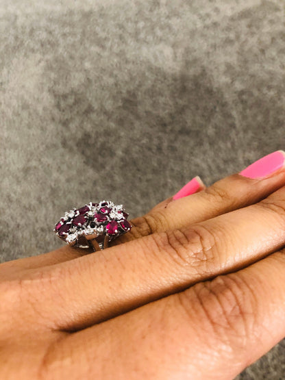 3.36 Carat Ruby and Diamond 18 Karat White Gold Cocktail Ring