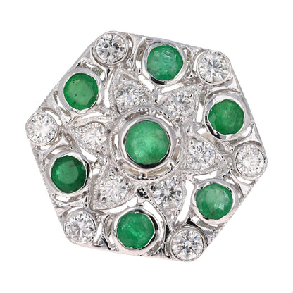 3.43 Carat Emerald Diamond 14 Karat White Gold Cocktail Ring