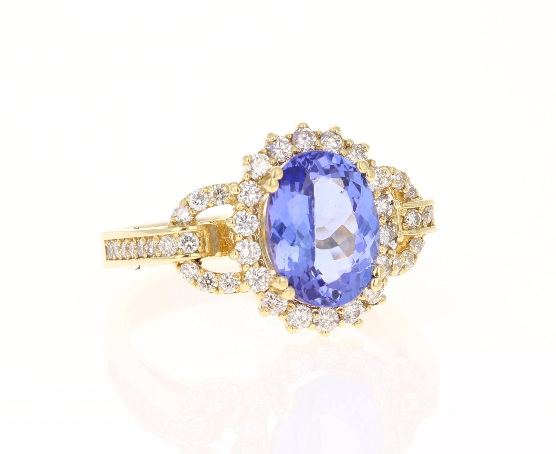 3.47 Carat Tanzanite Diamond 18 Karat Yellow Gold Ring