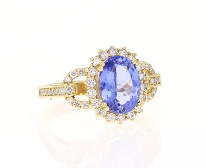 3.47 Carat Tanzanite Diamond 18 Karat Yellow Gold Ring