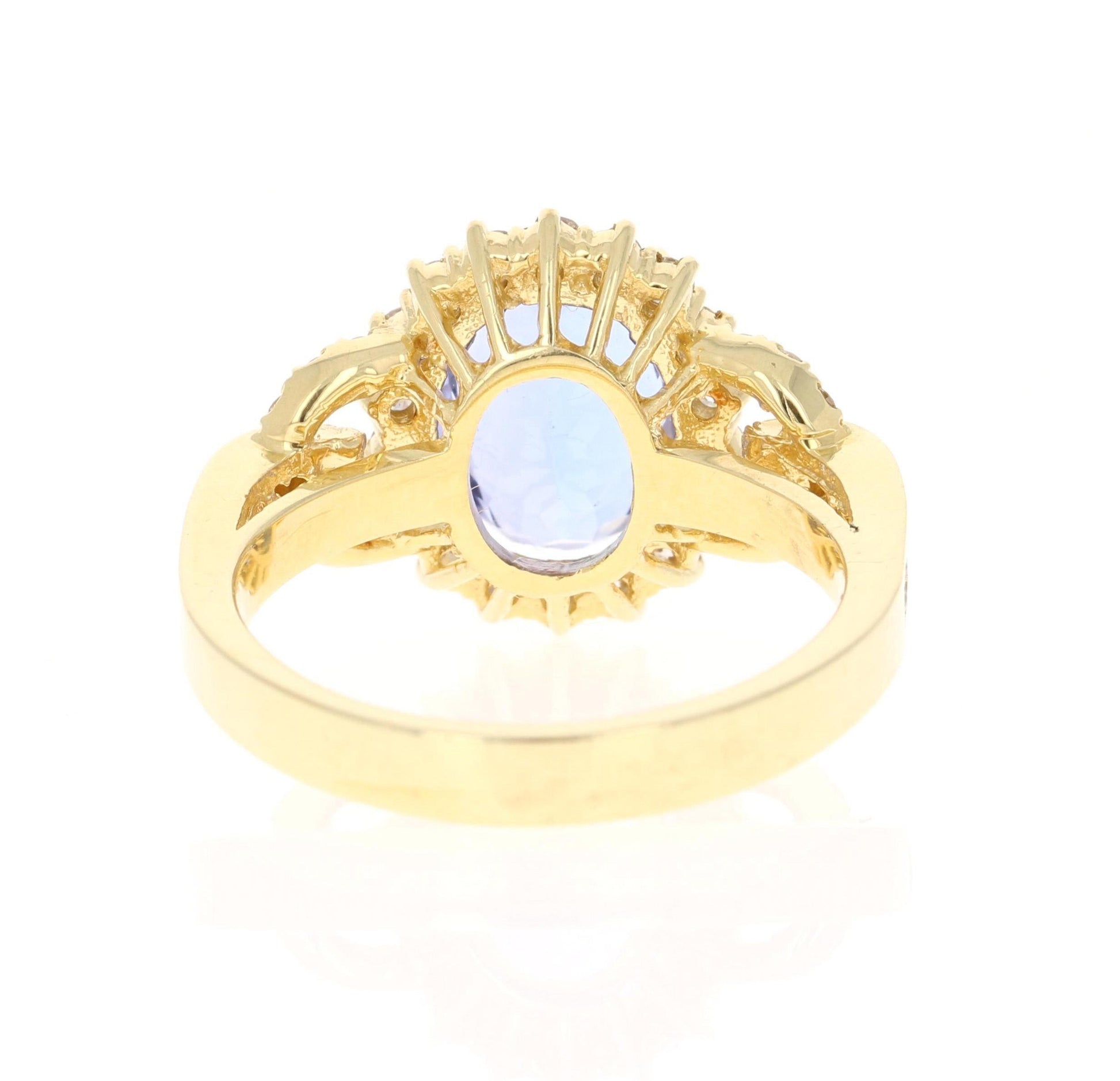 3.47 Carat Tanzanite Diamond 18 Karat Yellow Gold Ring