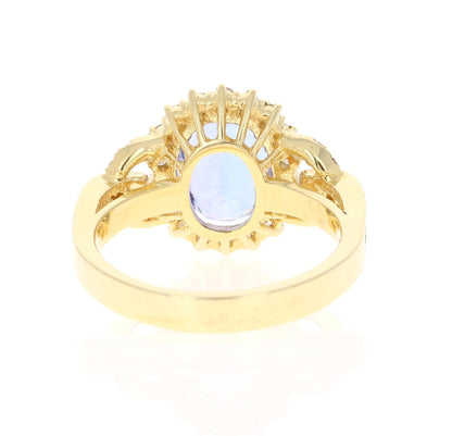3.47 Carat Tanzanite Diamond 18 Karat Yellow Gold Ring
