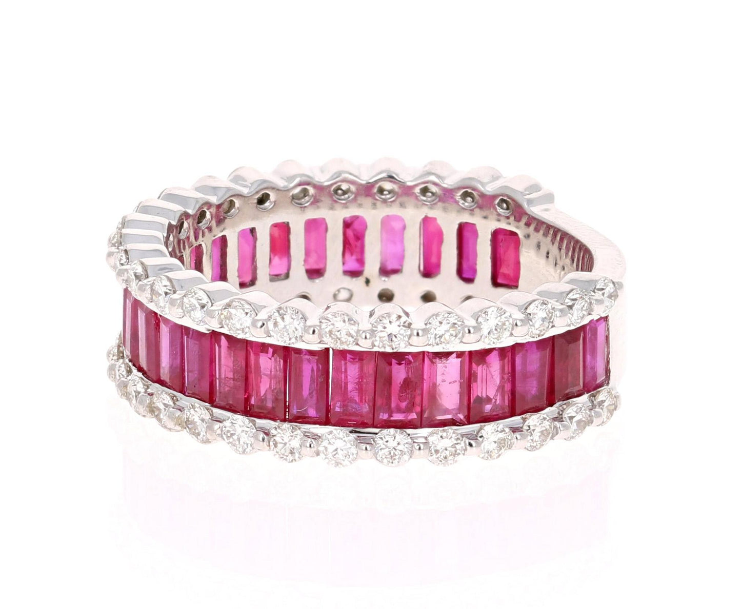 3.64 Carat Ruby Diamond 14 Karat White Gold Band