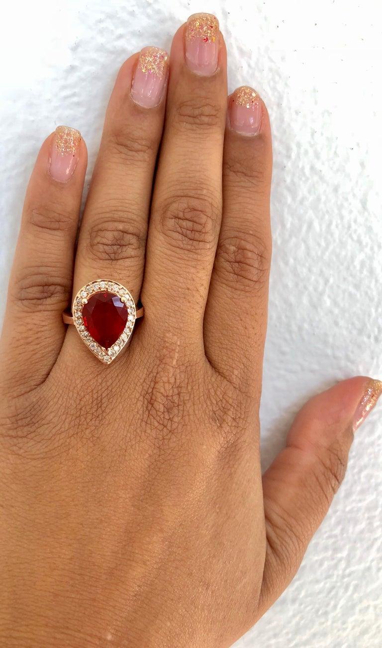 3.65 Carat Fire Opal Diamond 14 Karat Rose Gold Ring