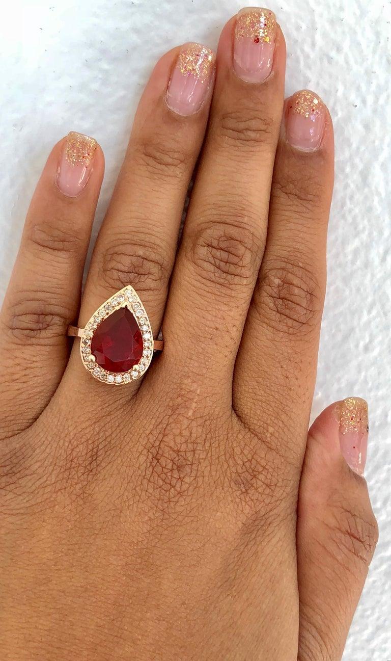 3.65 Carat Fire Opal Diamond 14 Karat Rose Gold Ring
