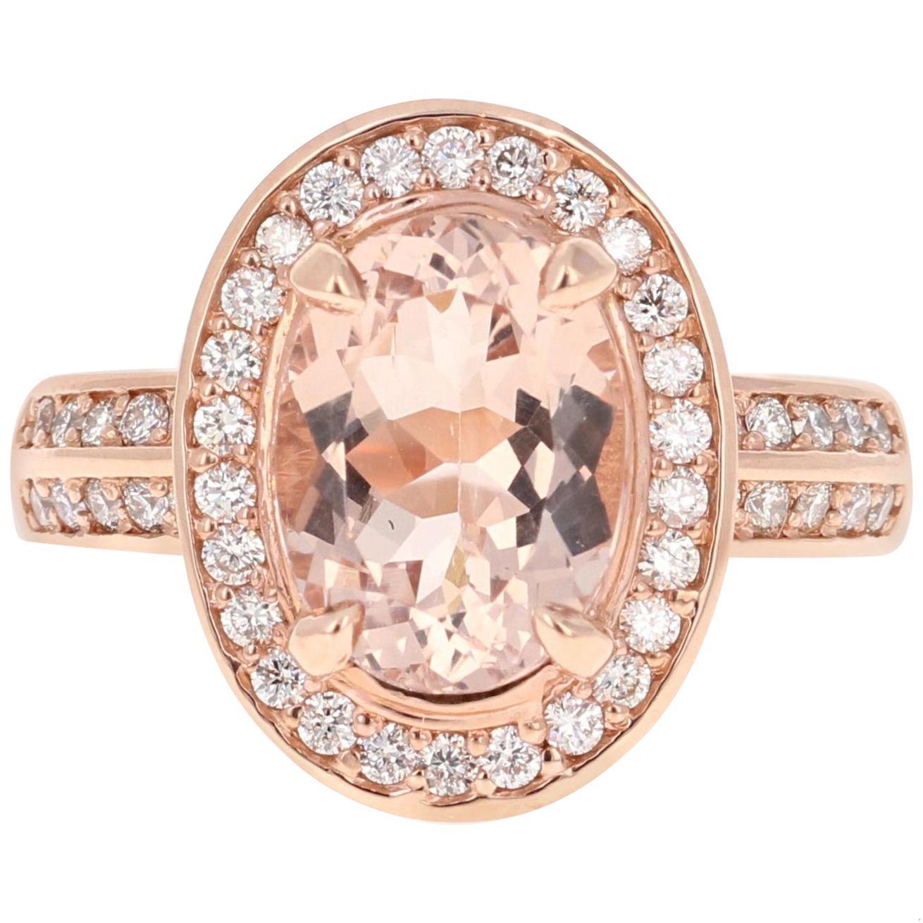 3.68 Carat Morganite Diamond Rose Gold Cocktail Ring