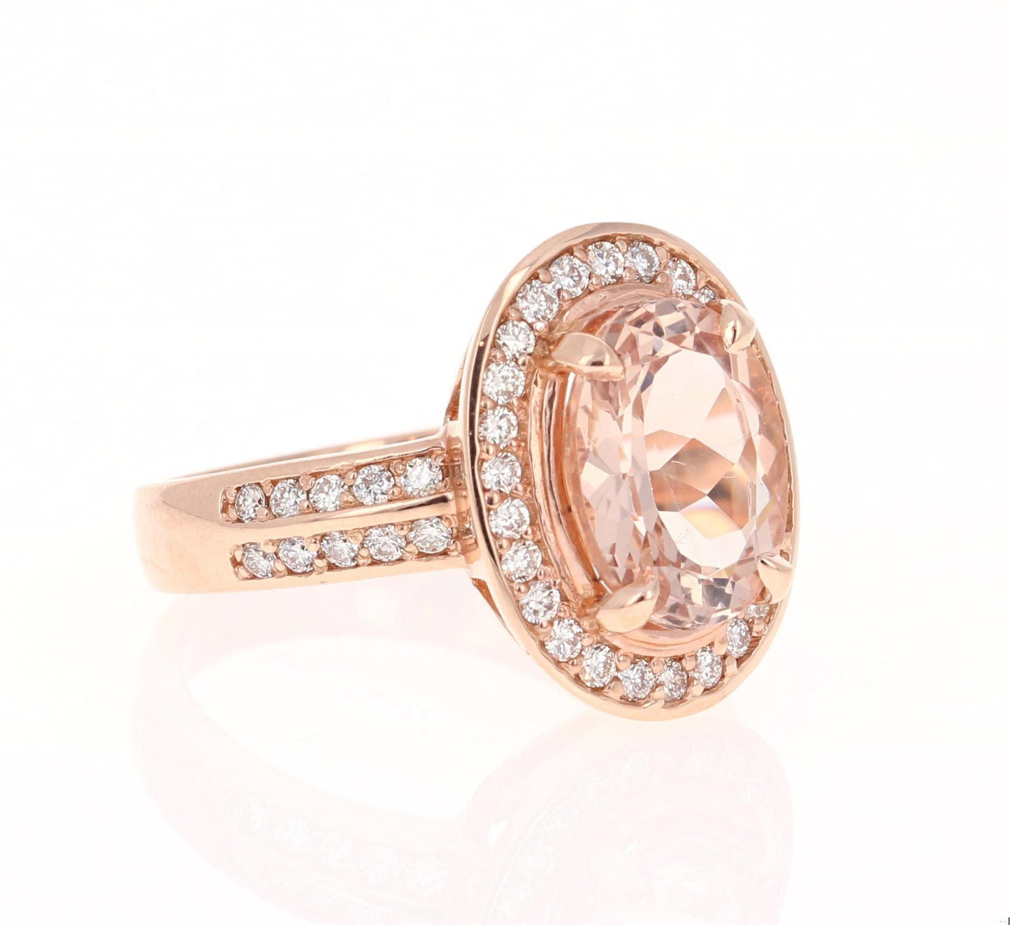 3.68 Carat Morganite Diamond Rose Gold Cocktail Ring