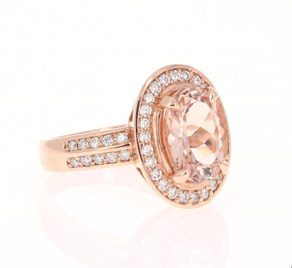 3.68 Carat Morganite Diamond Rose Gold Cocktail Ring