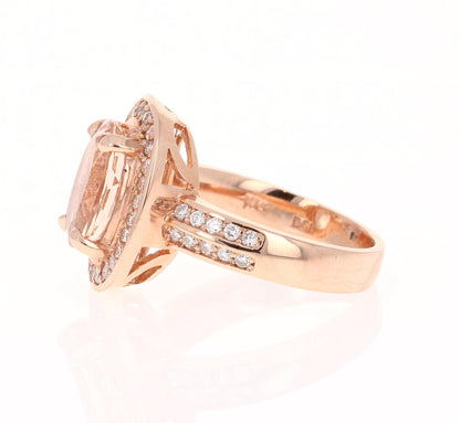 3.68 Carat Morganite Diamond Rose Gold Cocktail Ring