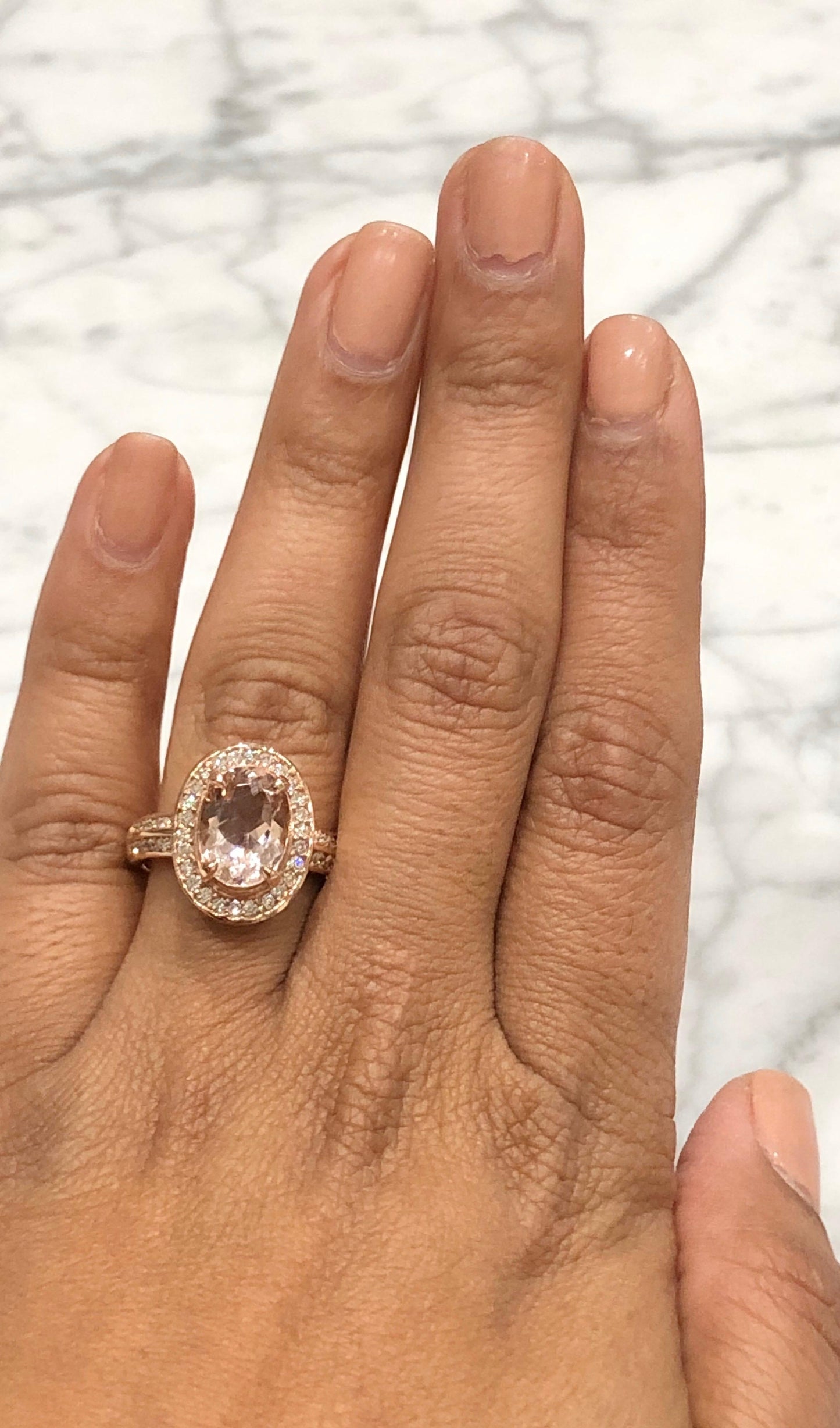 3.68 Carat Morganite Diamond Rose Gold Cocktail Ring