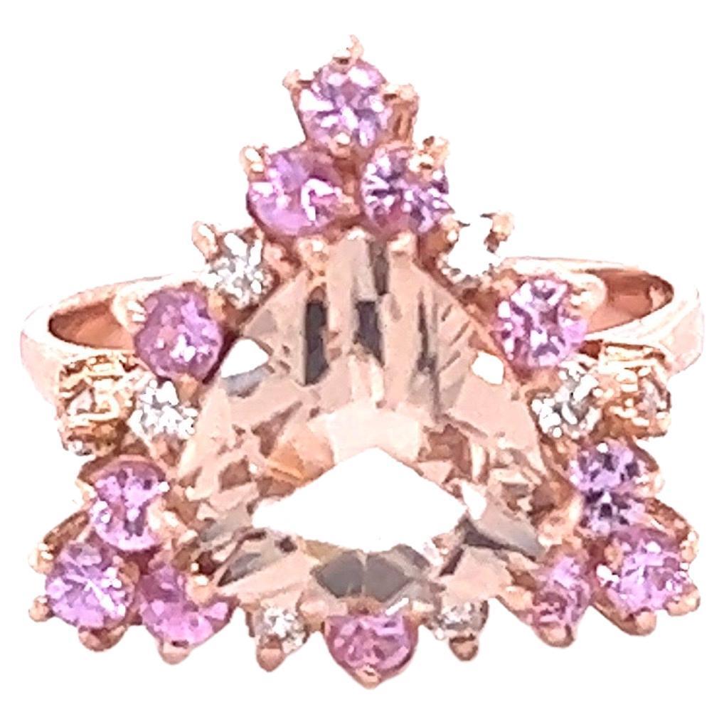 3.70 Carat Morganite Diamond Rose Gold Cocktail Ring