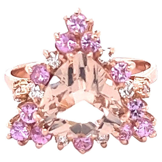 3.70 Carat Morganite Diamond Rose Gold Cocktail Ring