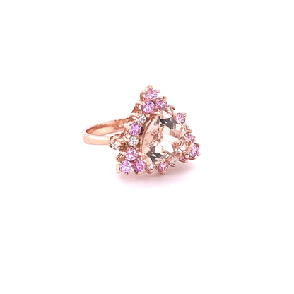 3.70 Carat Morganite Diamond Rose Gold Cocktail Ring