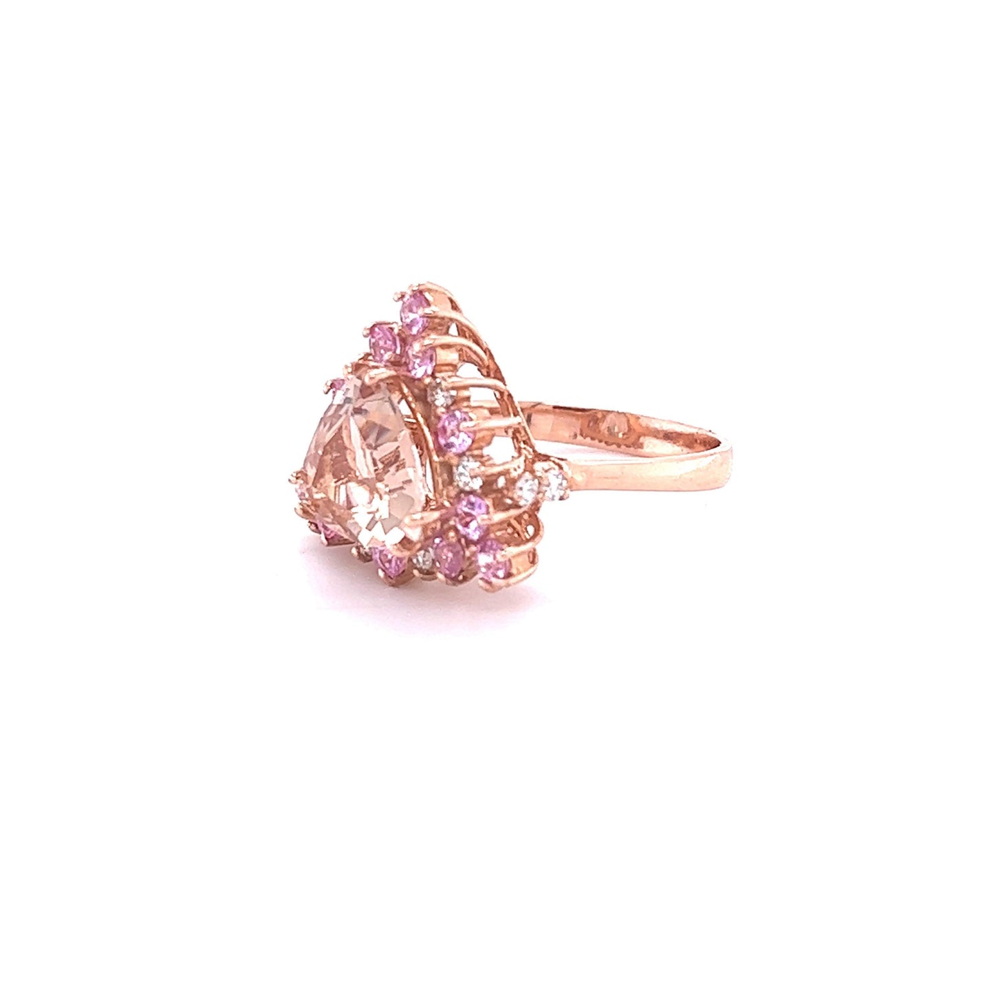 3.70 Carat Morganite Diamond Rose Gold Cocktail Ring