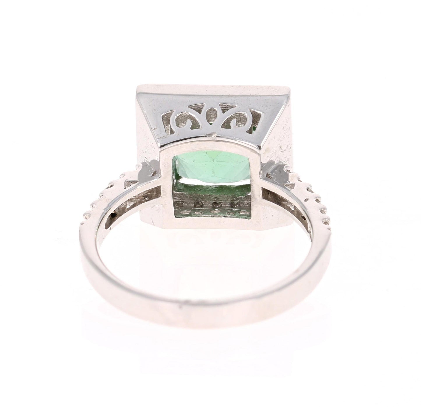 3.81 Carat Green Tourmaline Diamond White Gold Cocktail Ring