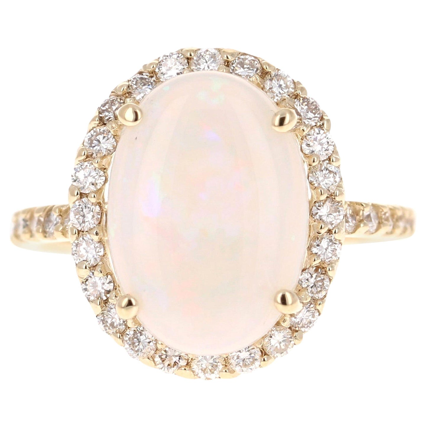 3.84 Carat Opal Diamond 14 Karat Yellow Gold Ring