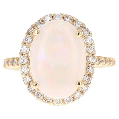 3.84 Carat Opal Diamond 14 Karat Yellow Gold Ring